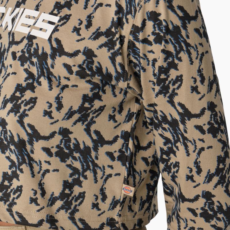 maskirna skraćena majica dugih rukava žene Dickies pustinjski pijesak glitch camo (dhd) 6BPL62186 odjeća
