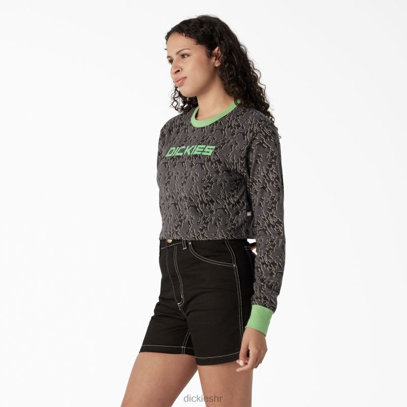maskirna skraćena majica dugih rukava žene Dickies ugljen glitch camo (htc) 6BPL62187 odjeća
