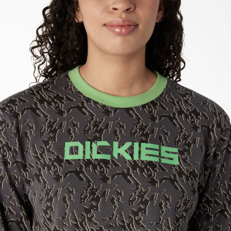 maskirna skraćena majica dugih rukava žene Dickies ugljen glitch camo (htc) 6BPL62187 odjeća