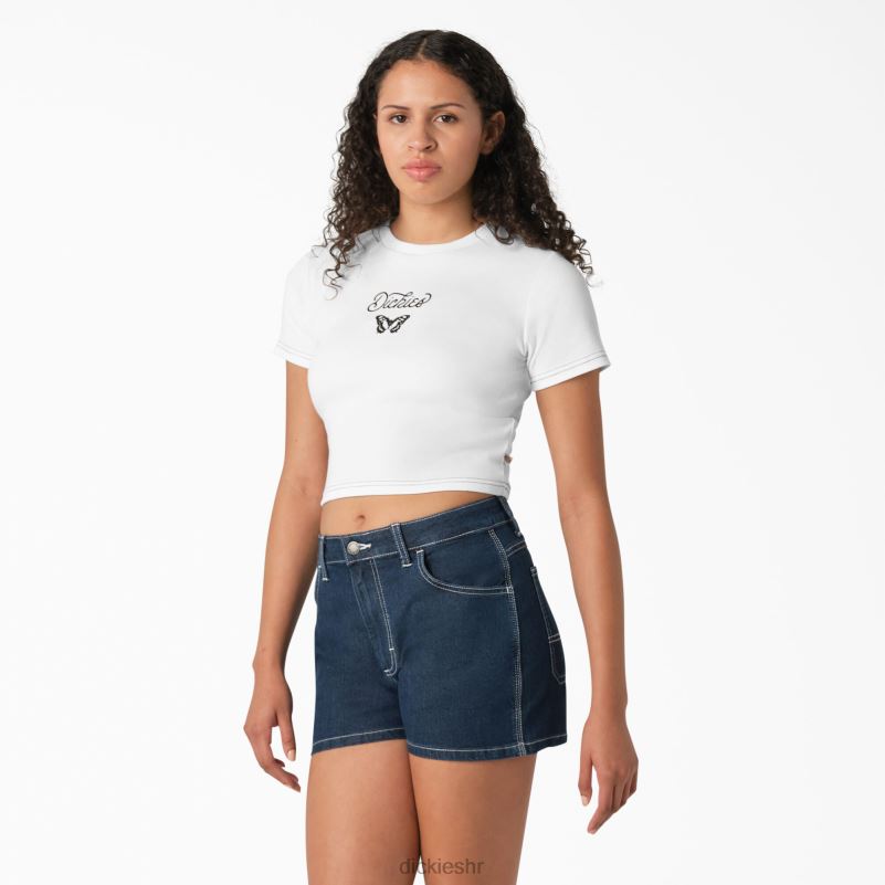 ošišana dječja majica s grafikom leptira žene Dickies bijelo (wh) 6BPL62138 odjeća