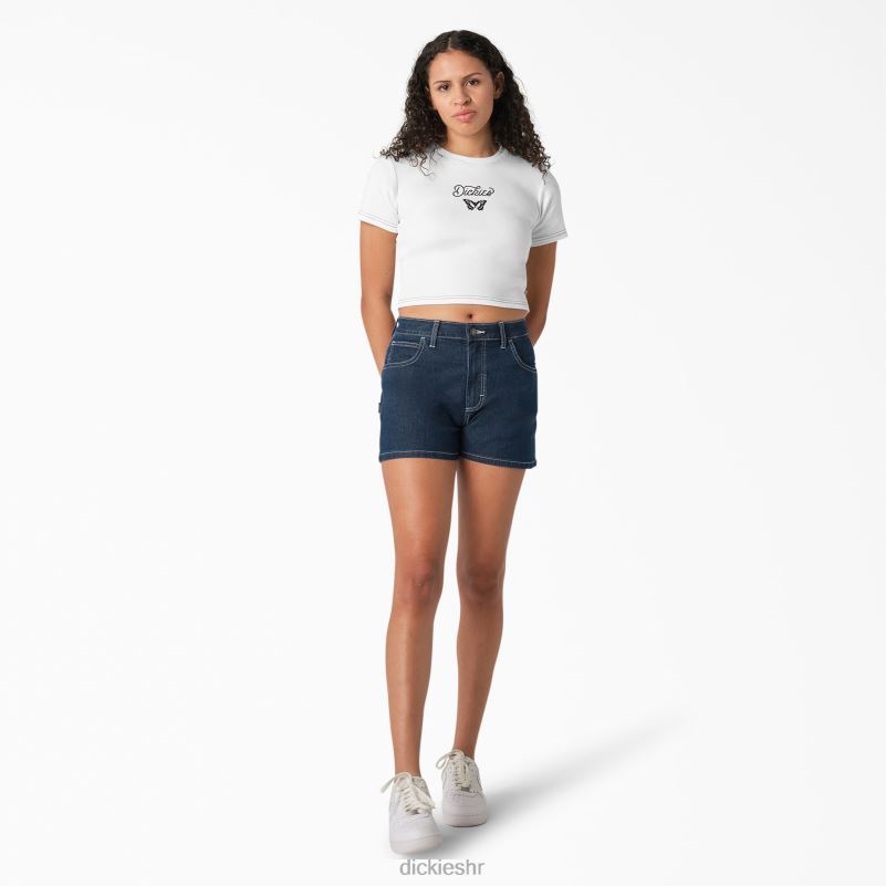 ošišana dječja majica s grafikom leptira žene Dickies bijelo (wh) 6BPL62138 odjeća