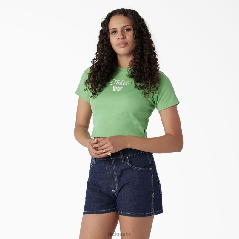 ošišana dječja majica s grafikom leptira žene Dickies jabučna metvica (ar2) 6BPL62135 odjeća