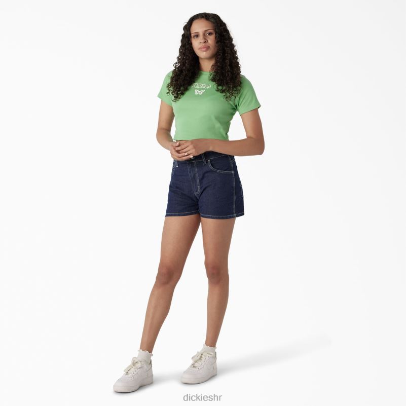 ošišana dječja majica s grafikom leptira žene Dickies jabučna metvica (ar2) 6BPL62135 odjeća