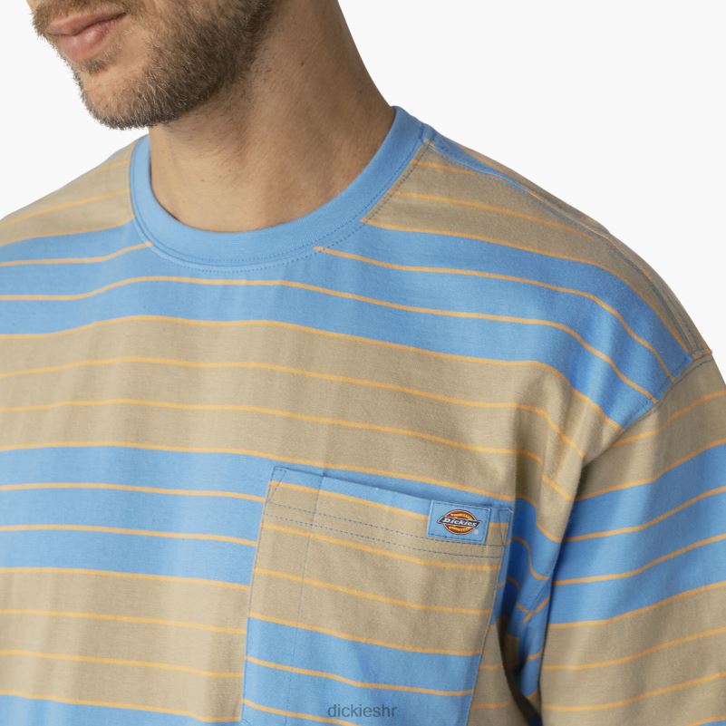 prugasta majica s džepovima opuštenog kroja muškarci Dickies azurno plava/pruga pustinjskog pijeska (ast) 6BPL6742 odjeća