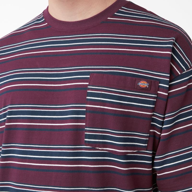 prugasta majica s džepovima opuštenog kroja muškarci Dickies pruga od grožđa i vina (gsw) 6BPL6746 odjeća