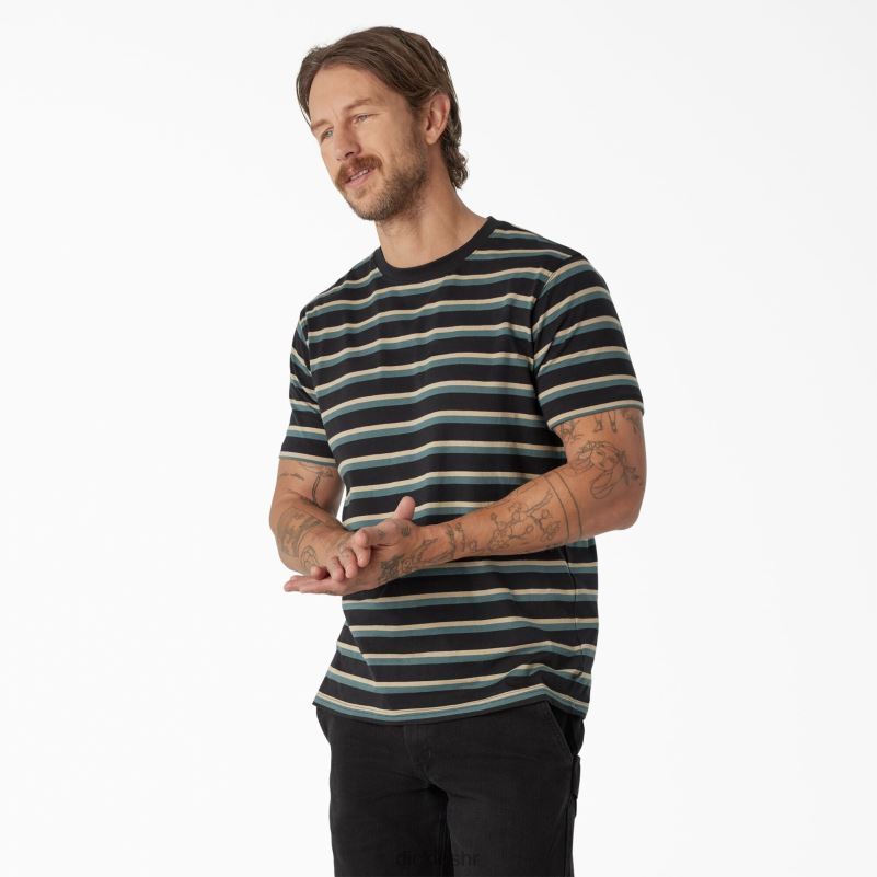 prugasta majica za skateboarding muškarci Dickies crna/lincoln zelena pruga (ksg) 6BPL6771 odjeća