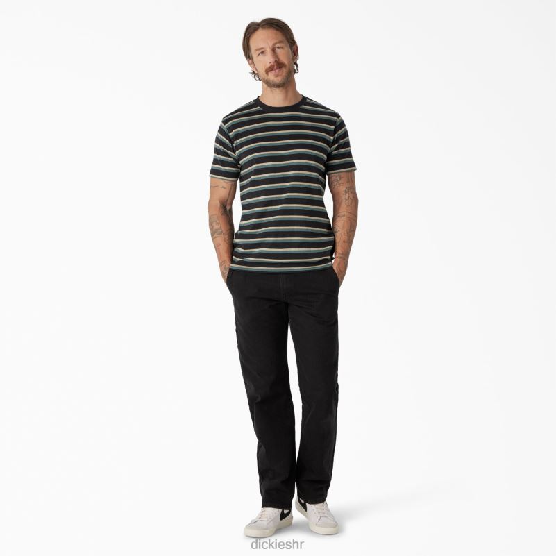 prugasta majica za skateboarding muškarci Dickies crna/lincoln zelena pruga (ksg) 6BPL6771 odjeća