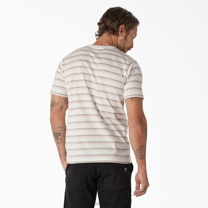 prugasta majica za skateboarding muškarci Dickies lotos roza/bijela pruga (tse) 6BPL6773 odjeća