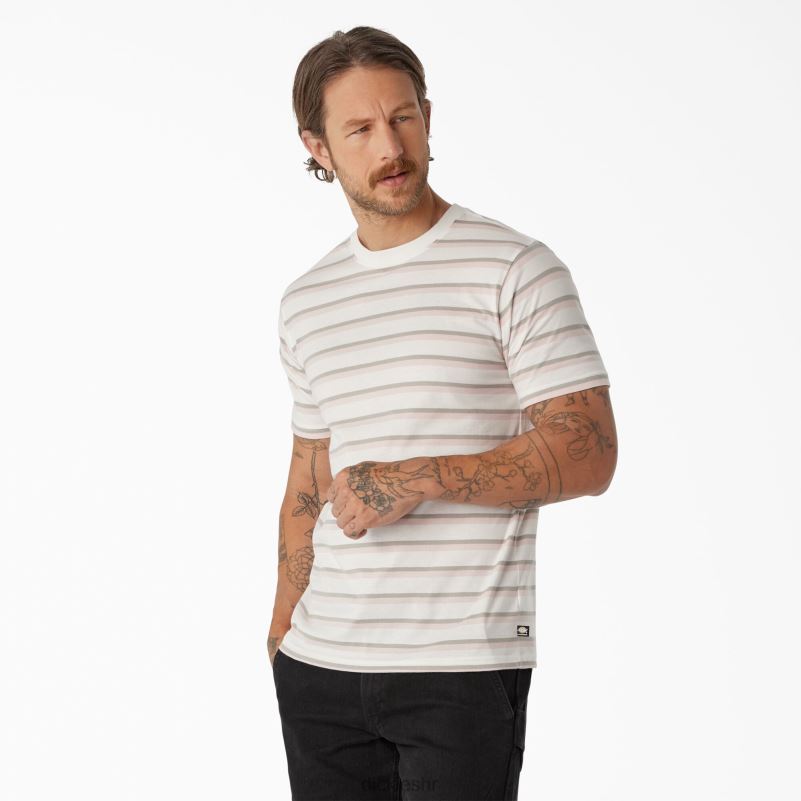prugasta majica za skateboarding muškarci Dickies lotos roza/bijela pruga (tse) 6BPL6773 odjeća