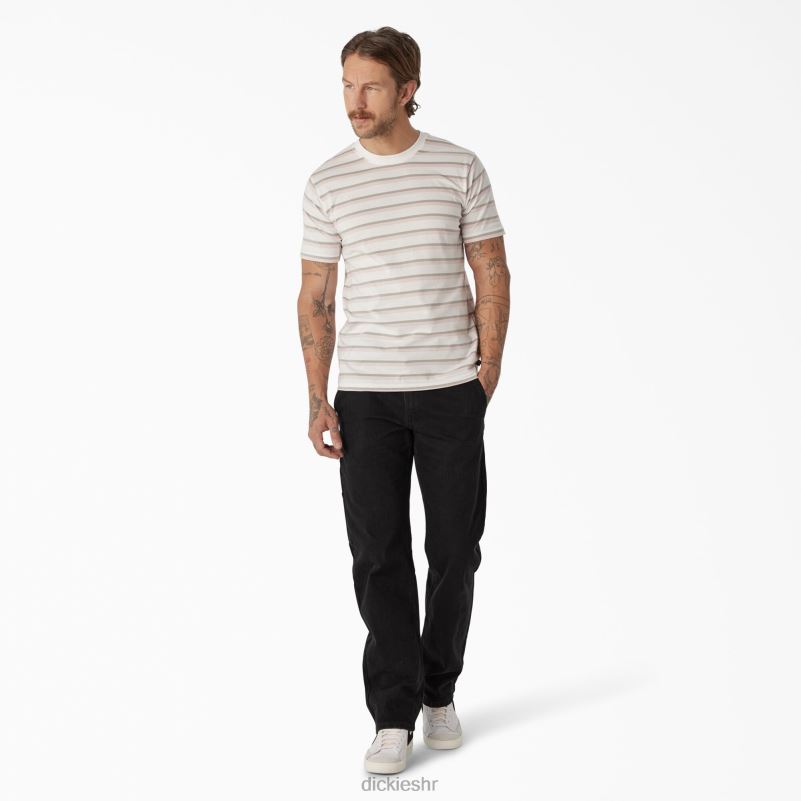 prugasta majica za skateboarding muškarci Dickies lotos roza/bijela pruga (tse) 6BPL6773 odjeća