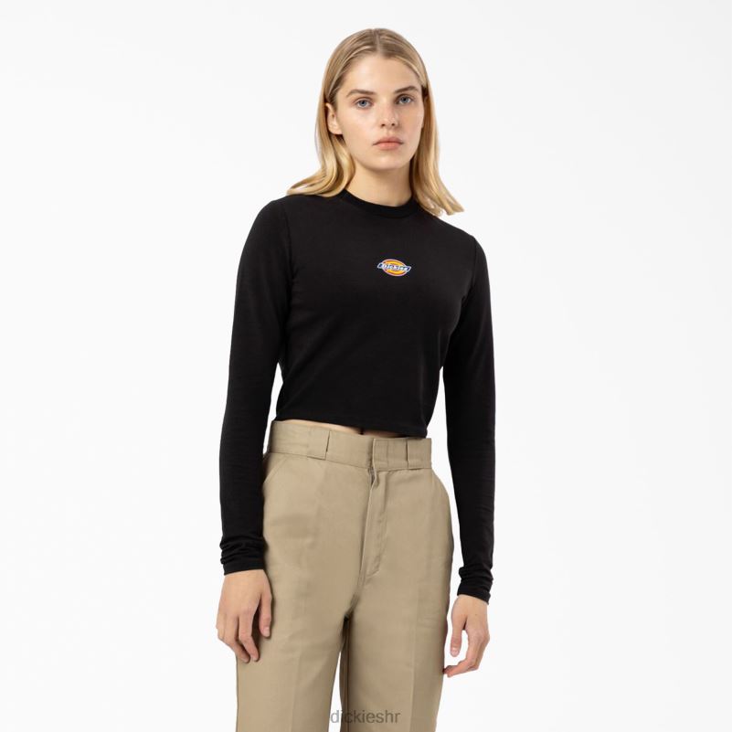 skraćena majica dugih rukava s logotipom maple valley žene Dickies crna (kbk) 6BPL62052 odjeća