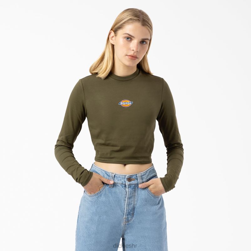 skraćena majica dugih rukava s logotipom maple valley žene Dickies vojno zelena (ml) 6BPL62053 odjeća