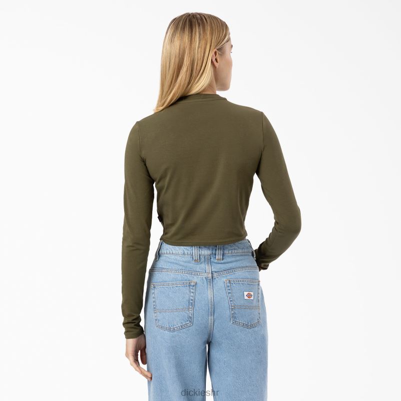 skraćena majica dugih rukava s logotipom maple valley žene Dickies vojno zelena (ml) 6BPL62053 odjeća
