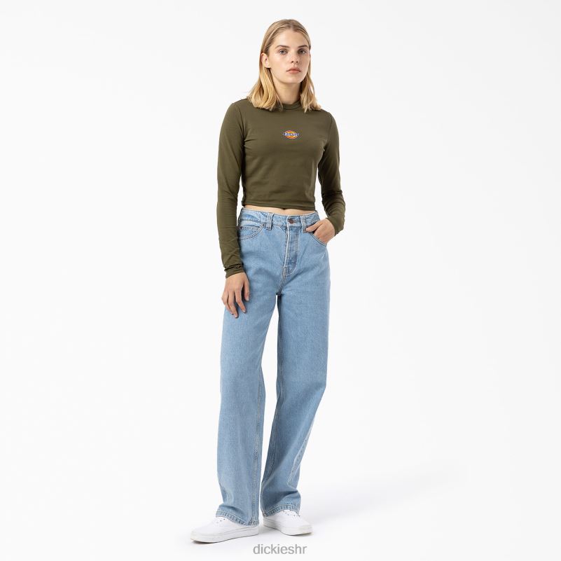 skraćena majica dugih rukava s logotipom maple valley žene Dickies vojno zelena (ml) 6BPL62053 odjeća