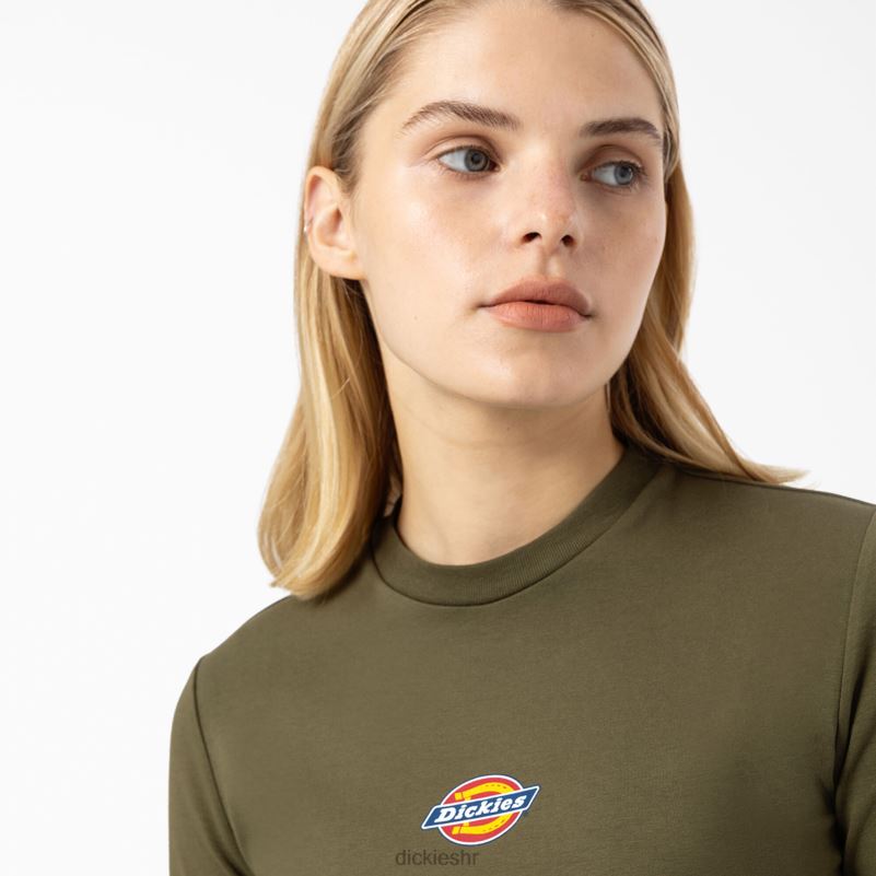 skraćena majica dugih rukava s logotipom maple valley žene Dickies vojno zelena (ml) 6BPL62053 odjeća