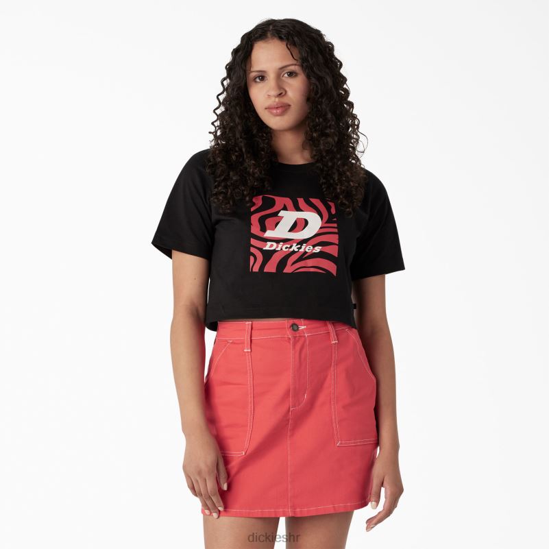 skraćena majica s grafikom zebre žene Dickies crna (kbk) 6BPL62193 odjeća