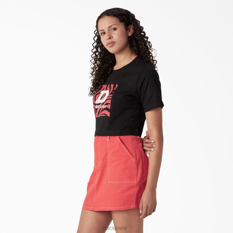 skraćena majica s grafikom zebre žene Dickies crna (kbk) 6BPL62193 odjeća