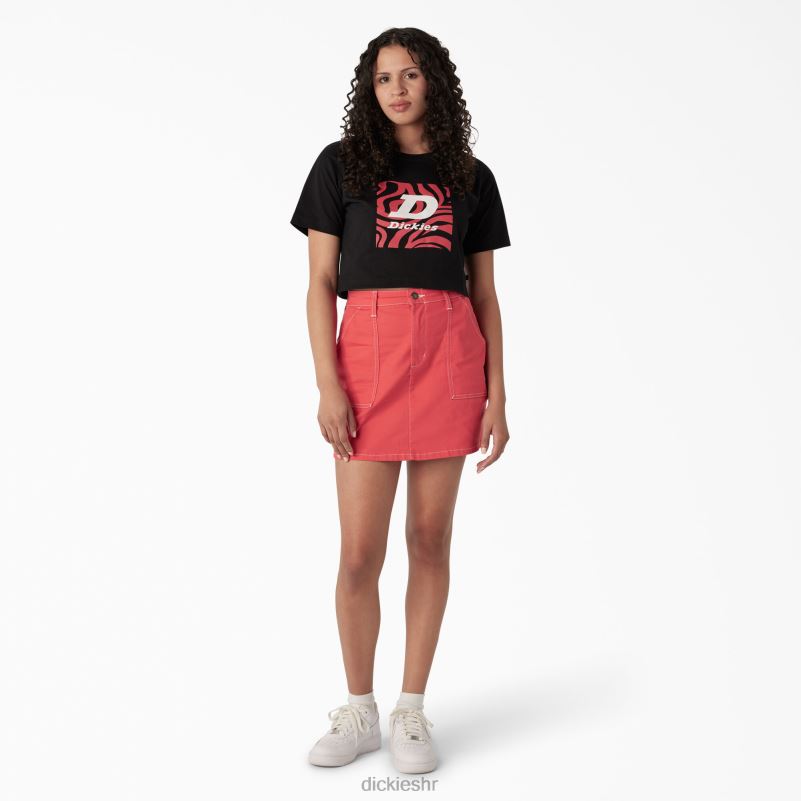 skraćena majica s grafikom zebre žene Dickies crna (kbk) 6BPL62193 odjeća
