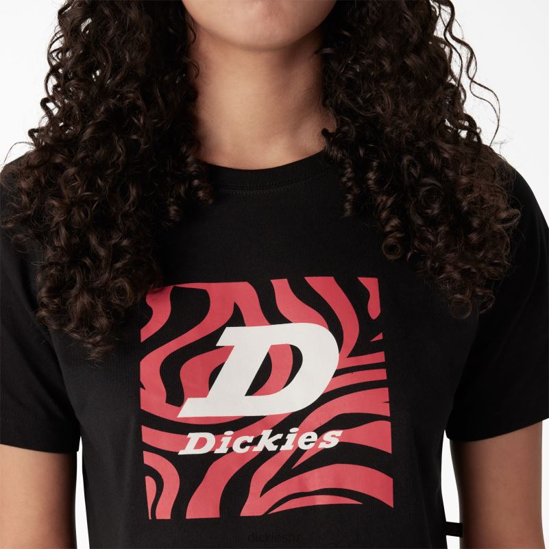 skraćena majica s grafikom zebre žene Dickies crna (kbk) 6BPL62193 odjeća