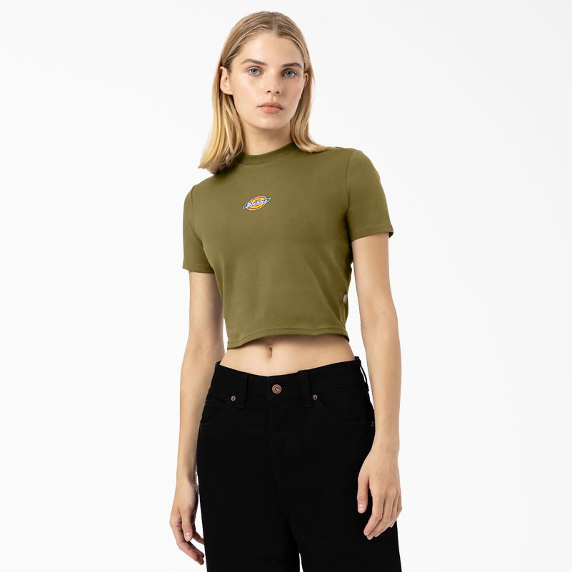 skraćena majica s logotipom maple valley žene Dickies zelena mahovina (g2m) 6BPL62096 odjeća