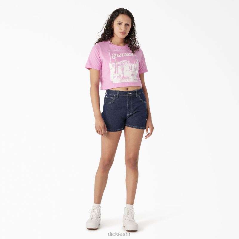skraćena majica s pustinjskom grafikom žene Dickies divlja ruža (wr2) 6BPL62134 odjeća