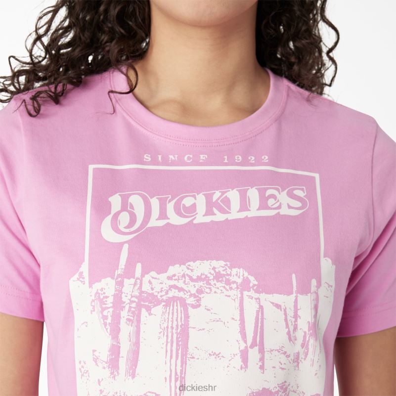 skraćena majica s pustinjskom grafikom žene Dickies divlja ruža (wr2) 6BPL62134 odjeća