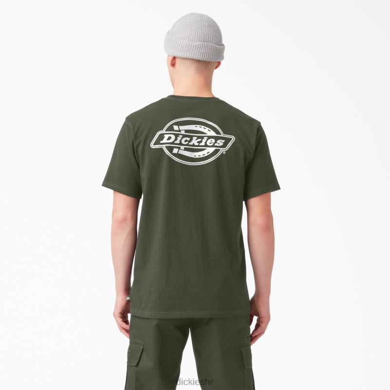 stražnja majica s logotipom muškarci Dickies maslinasto zelena (og) 6BPL6750 odjeća