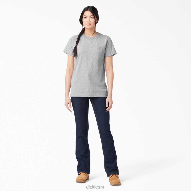 teškaška majica kratkih rukava žene Dickies vrijesak sivi (hg) 6BPL61958 odjeća