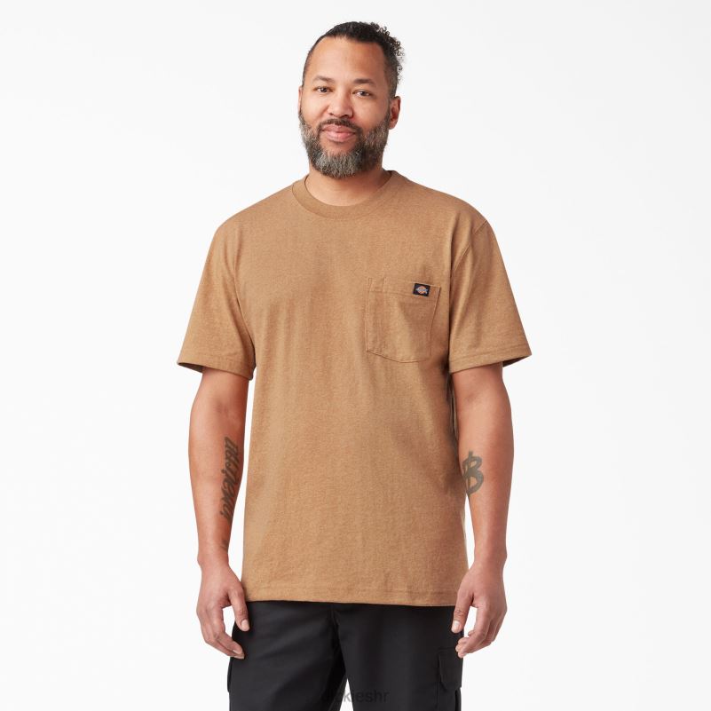 teška majica kratkih rukava s vrijeskom muškarci Dickies smeđi pačji vrijesak (bdh) 6BPL6524 odjeća