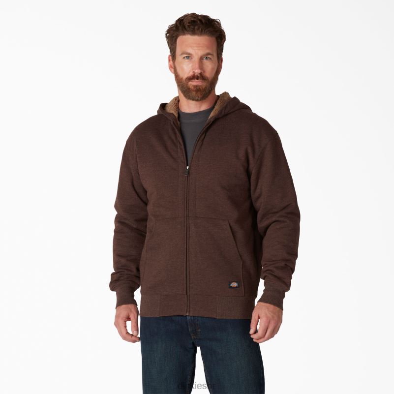 hoodie s kapuljačom s punim patentnim zatvaračem s visokom florom muškarci Dickies čokoladni vrijesak (cth) 6BPL61010 odjeća