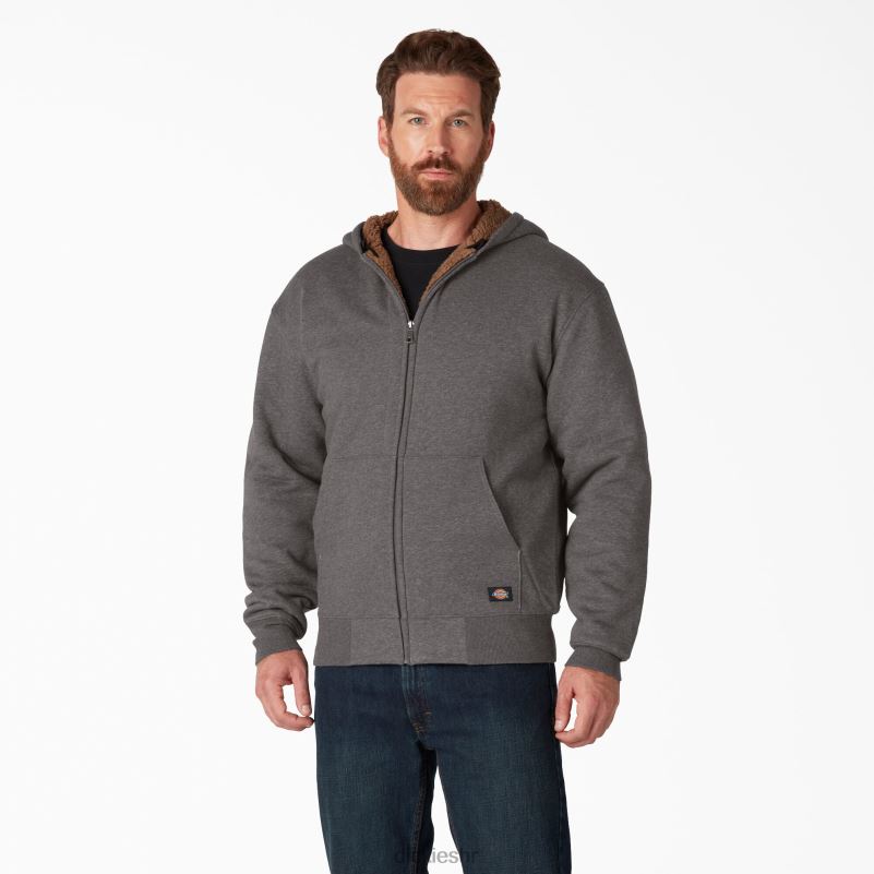 hoodie s kapuljačom s punim patentnim zatvaračem s visokom florom muškarci Dickies tamno vrijesko siva (dh) 6BPL61011 odjeća