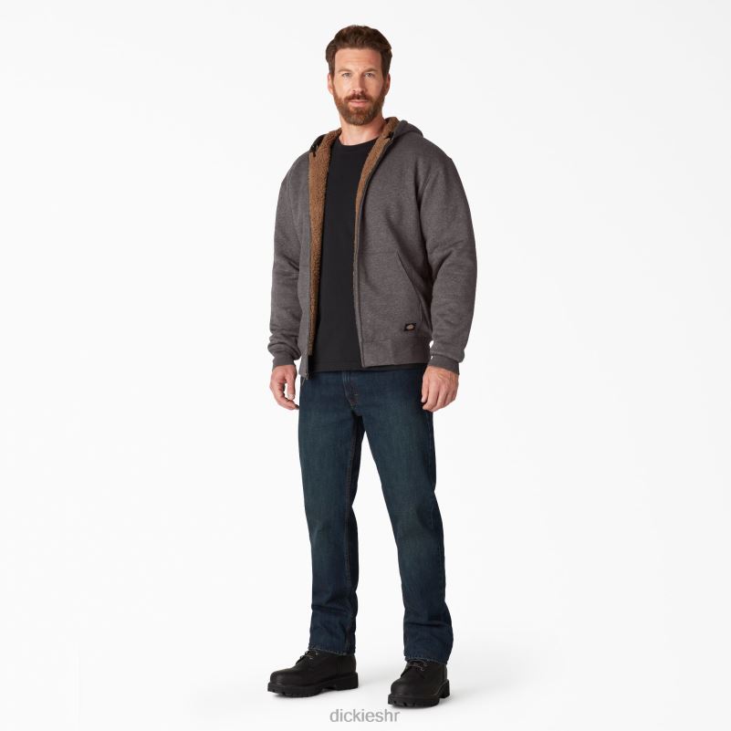 hoodie s kapuljačom s punim patentnim zatvaračem s visokom florom muškarci Dickies tamno vrijesko siva (dh) 6BPL61011 odjeća
