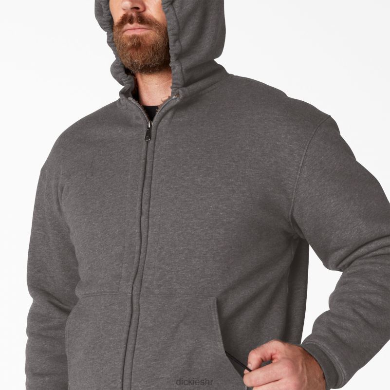 hoodie s kapuljačom s punim patentnim zatvaračem s visokom florom muškarci Dickies tamno vrijesko siva (dh) 6BPL61011 odjeća