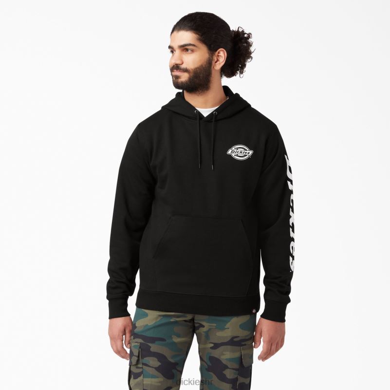 majica s kapuljačom od flisa s logotipom rukava muškarci Dickies crna (bk) 6BPL61147 odjeća