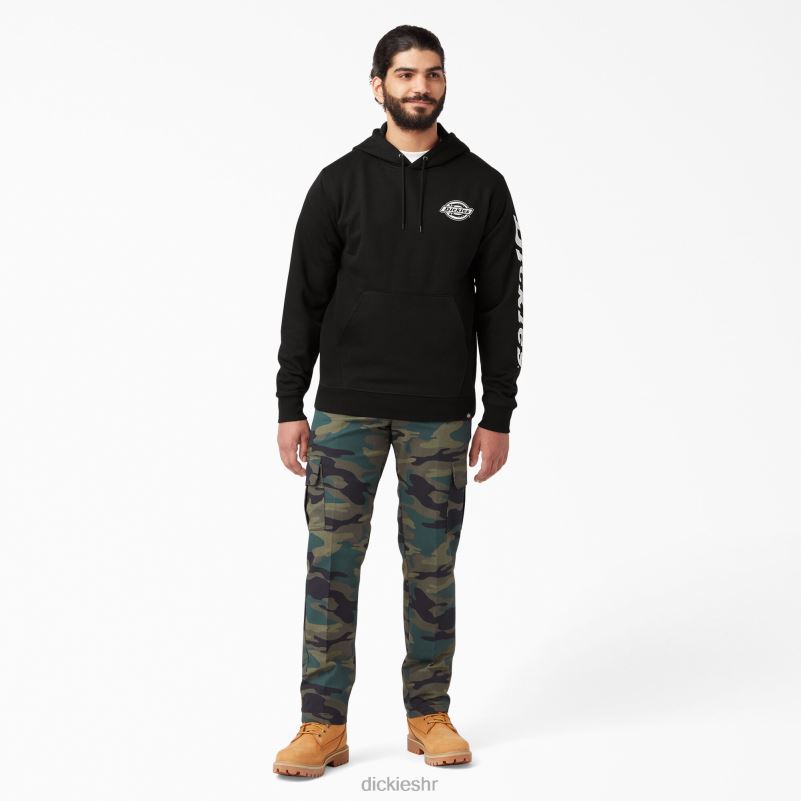 majica s kapuljačom od flisa s logotipom rukava muškarci Dickies crna (bk) 6BPL61147 odjeća