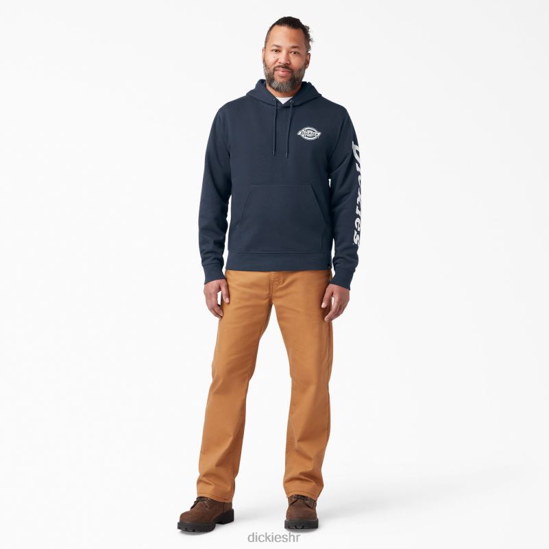 majica s kapuljačom od flisa s logotipom rukava muškarci Dickies tamnoplava (dn) 6BPL61148 odjeća