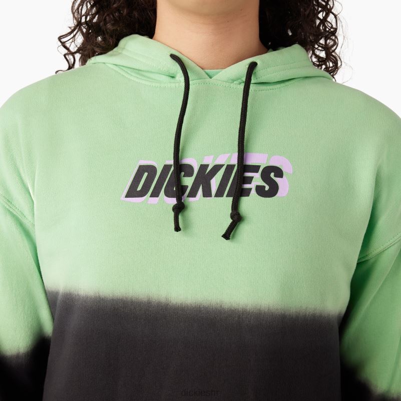 skraćena ombre majica s kapuljačom žene Dickies jabučna metvica/crna boja za umakanje (amd) 6BPL62334 odjeća