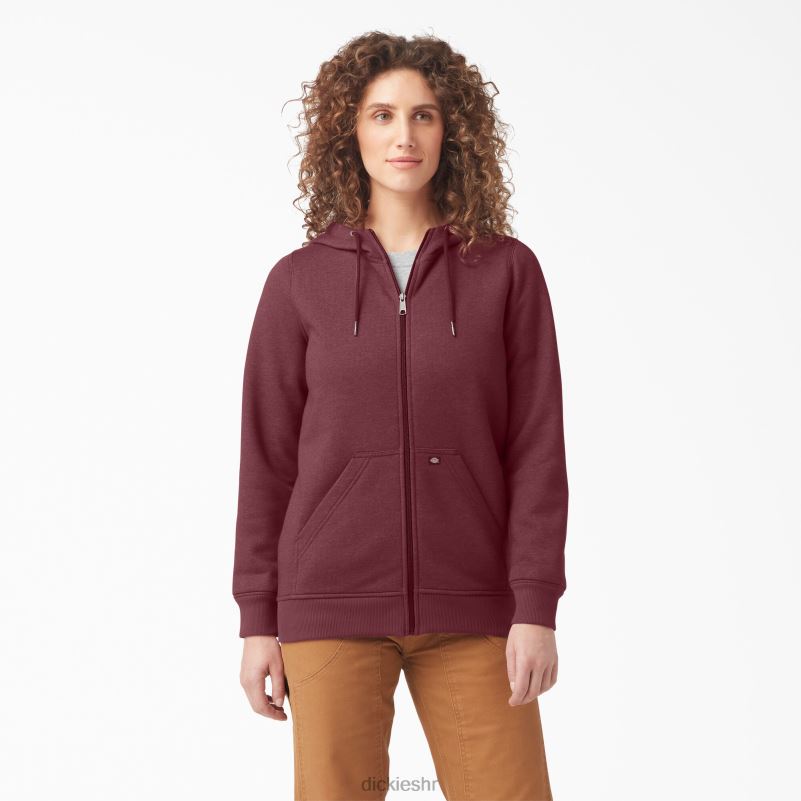 teška majica s kapuljačom od flisa s punim patentnim zatvaračem žene Dickies bordo vrijesak (byh) 6BPL62285 odjeća