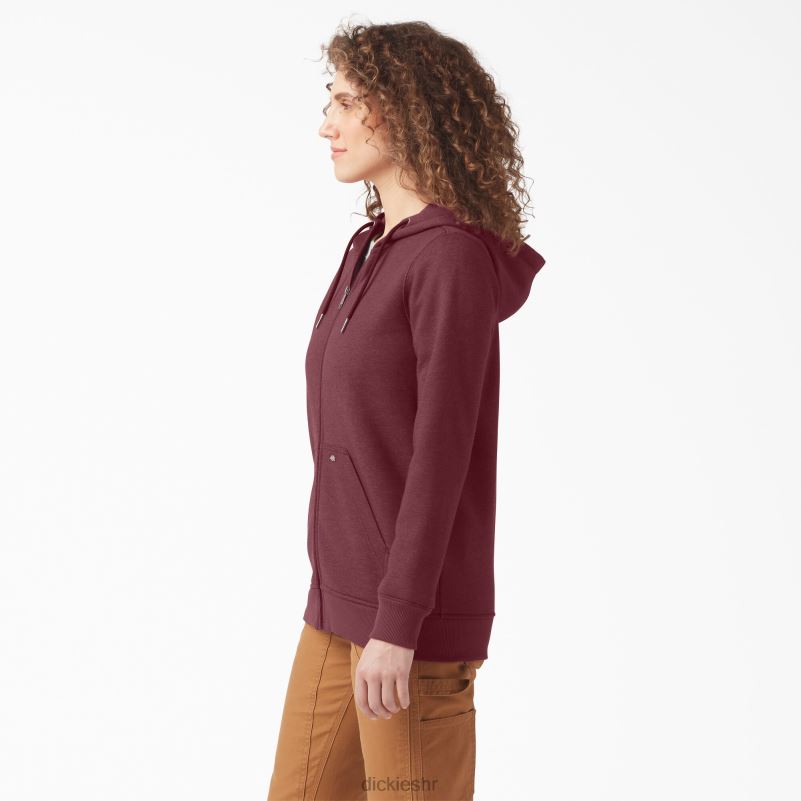 teška majica s kapuljačom od flisa s punim patentnim zatvaračem žene Dickies bordo vrijesak (byh) 6BPL62285 odjeća