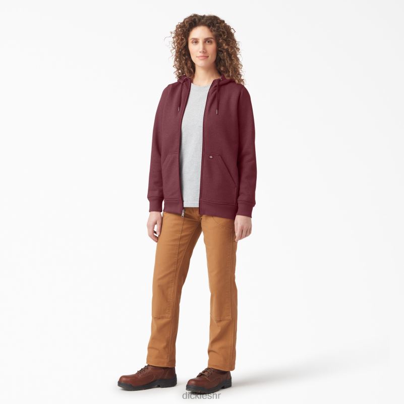 teška majica s kapuljačom od flisa s punim patentnim zatvaračem žene Dickies bordo vrijesak (byh) 6BPL62285 odjeća