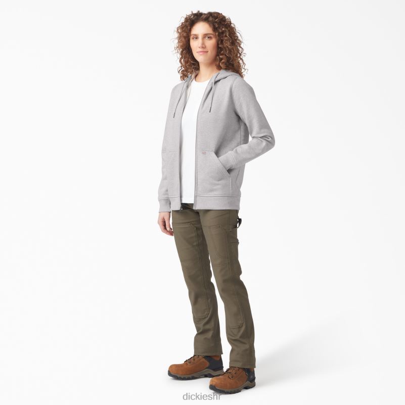 teška majica s kapuljačom od flisa s punim patentnim zatvaračem žene Dickies vrijesak sivi (hg) 6BPL62287 odjeća