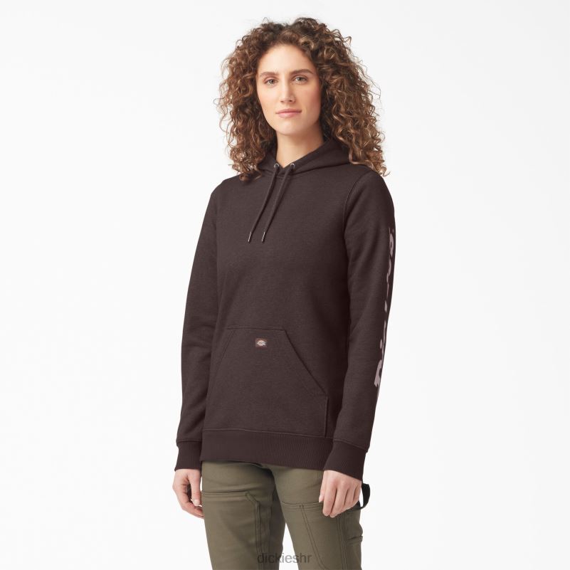 teški pulover s rukavima s logotipom žene Dickies čokoladno smeđi vrijesak (cbh) 6BPL62303 odjeća