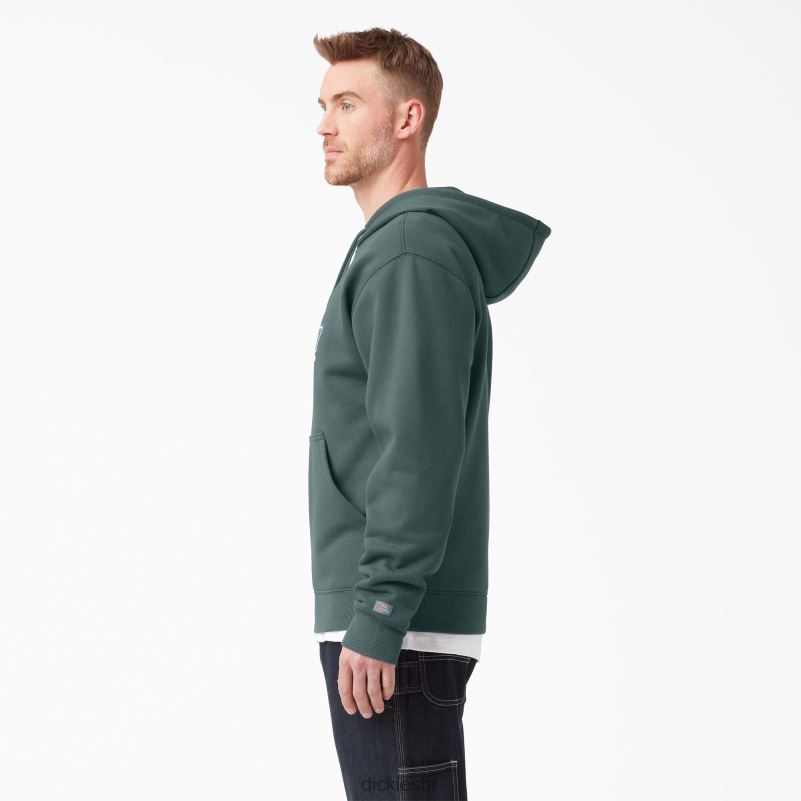 vodoodbojna majica s kapuljačom u tri boje muškarci Dickies Lincoln Green (ln) 6BPL61108 odjeća
