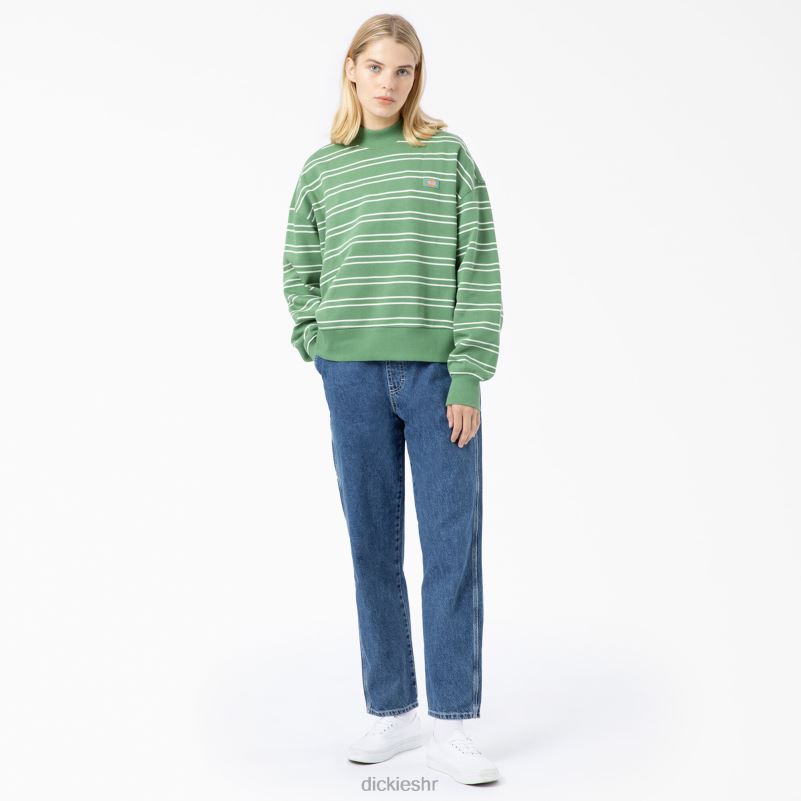 westover prugasta majica žene Dickies bijelo/zelena pruga (gws) 6BPL62290 odjeća