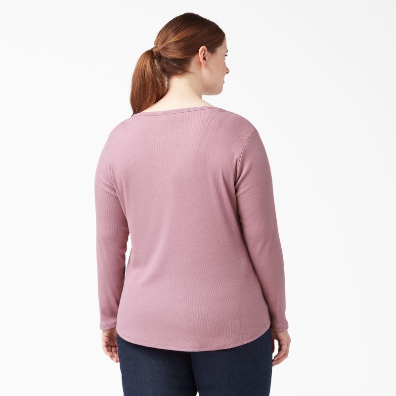 plus henley majica dugih rukava žene Dickies prašnjava orhideja (kdd) 6BPL62205 odjeća