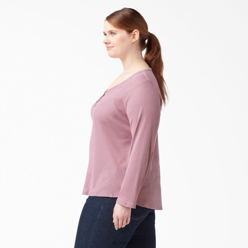 plus henley majica dugih rukava žene Dickies prašnjava orhideja (kdd) 6BPL62205 odjeća
