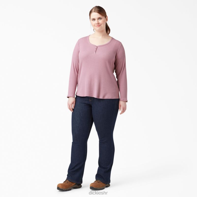 plus henley majica dugih rukava žene Dickies prašnjava orhideja (kdd) 6BPL62205 odjeća