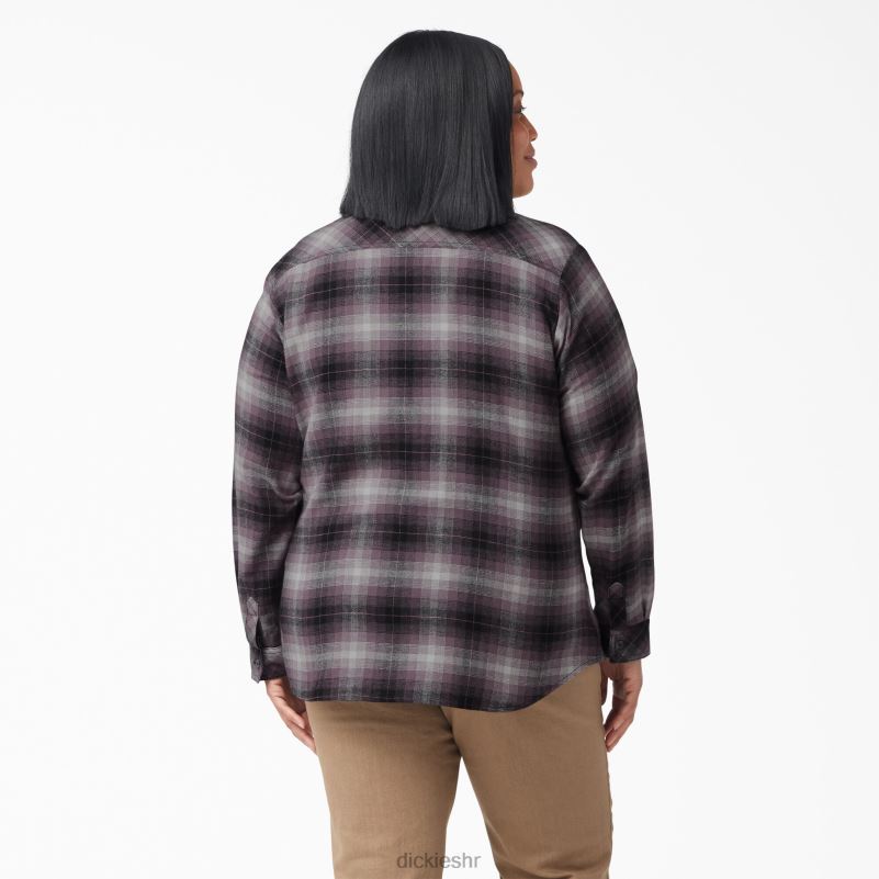 plus karirana flanelska košulja dugih rukava žene Dickies prašnjavo ljubičasti planinski karirani (b2x) 6BPL62207 odjeća