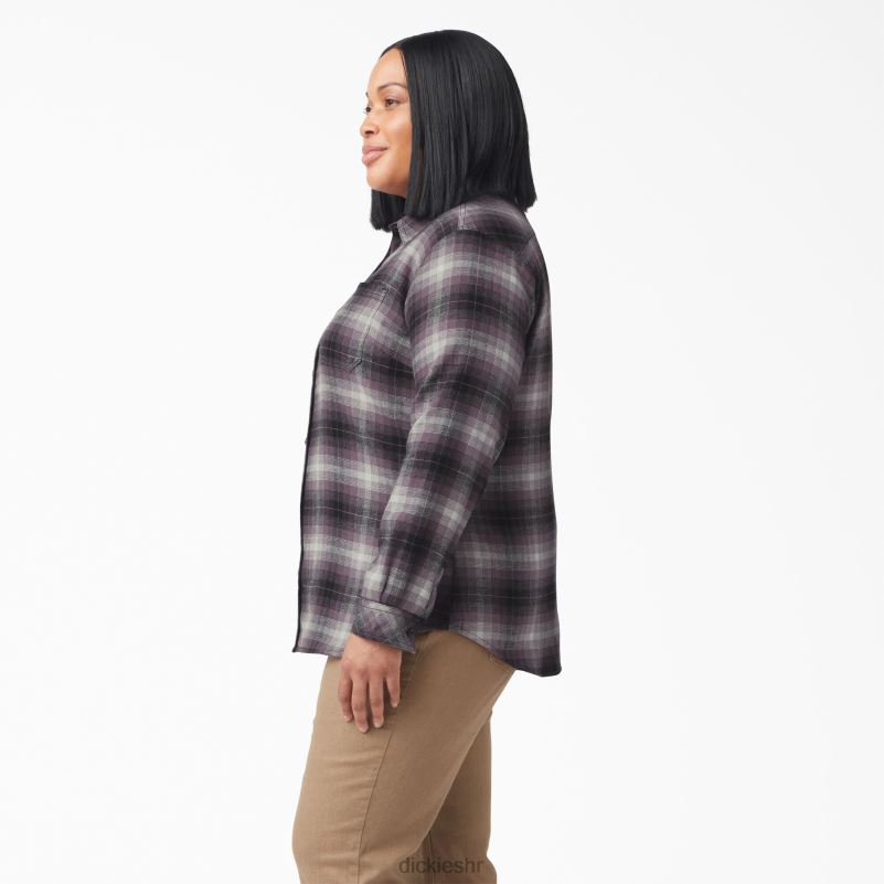 plus karirana flanelska košulja dugih rukava žene Dickies prašnjavo ljubičasti planinski karirani (b2x) 6BPL62207 odjeća