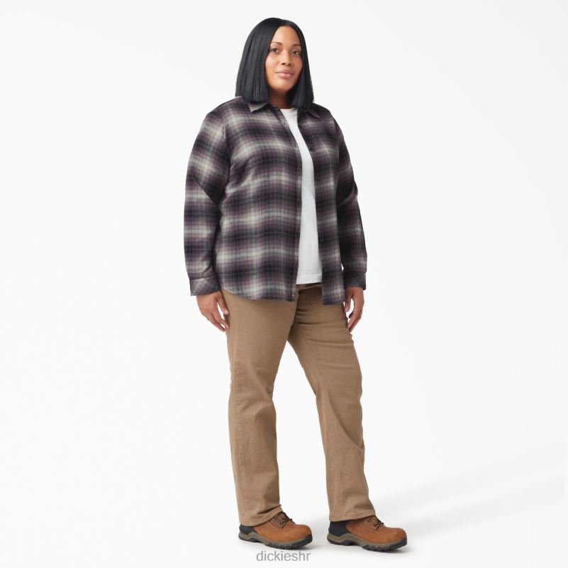 plus karirana flanelska košulja dugih rukava žene Dickies prašnjavo ljubičasti planinski karirani (b2x) 6BPL62207 odjeća